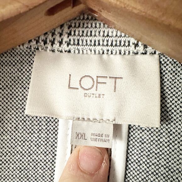 Loft Gray Plaid Knit Blazer Cardigan Women's Size XXL single button closure‎ - Picture 4 of 11